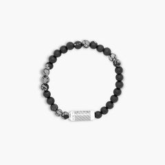 Montecarlo Bracelet in Snowflake Obsidian, Grey Alutex & Sterling Silver, Size M