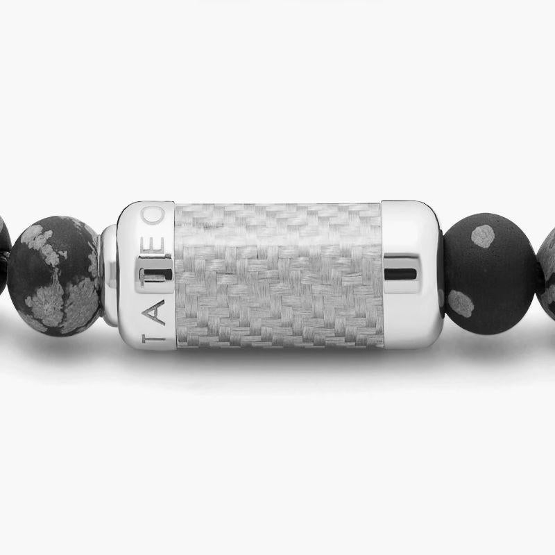 Uomo Bracciale Montecarlo in ossidiana a fiocco di neve, alutex grigio e argento, taglia M in vendita