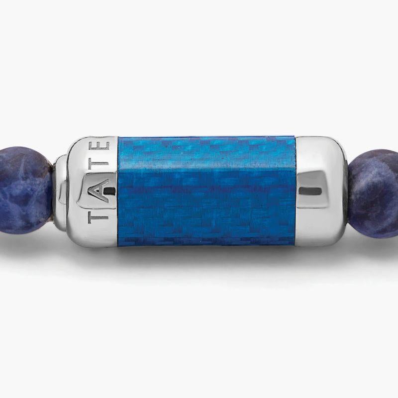 Uomo Bracciale Montecarlo in Sodalite con Alutex blu e Argento 925, Taglia L in vendita