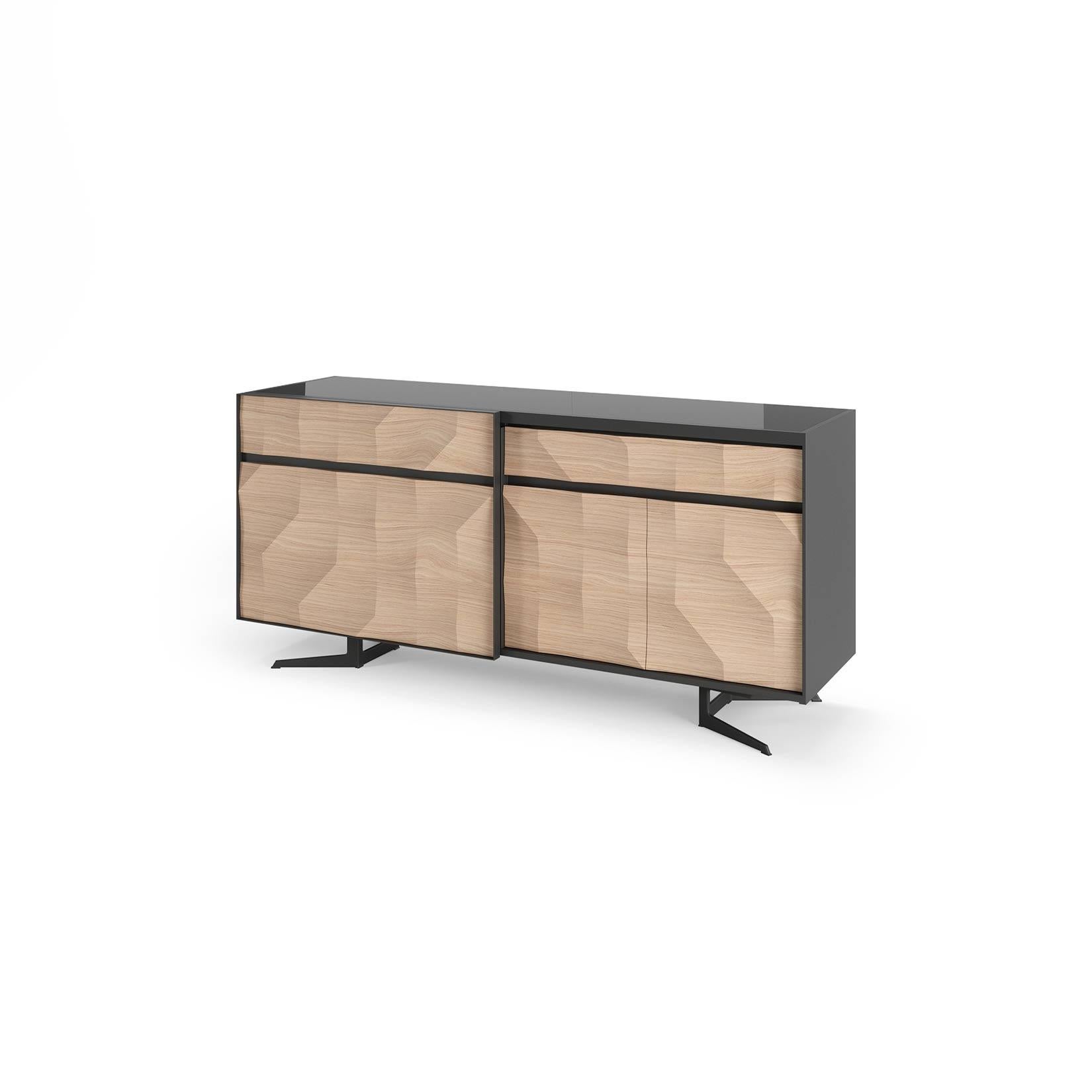 185cm MonteCarlo Sideboard w/ 3 Doors and 1 Drawer w/ Glass Top.

The MonteCarlo collection stands out for its modern and sober look, through the combination of soft and neutral colors that transmit the feeling of comfort, as well as the presence of