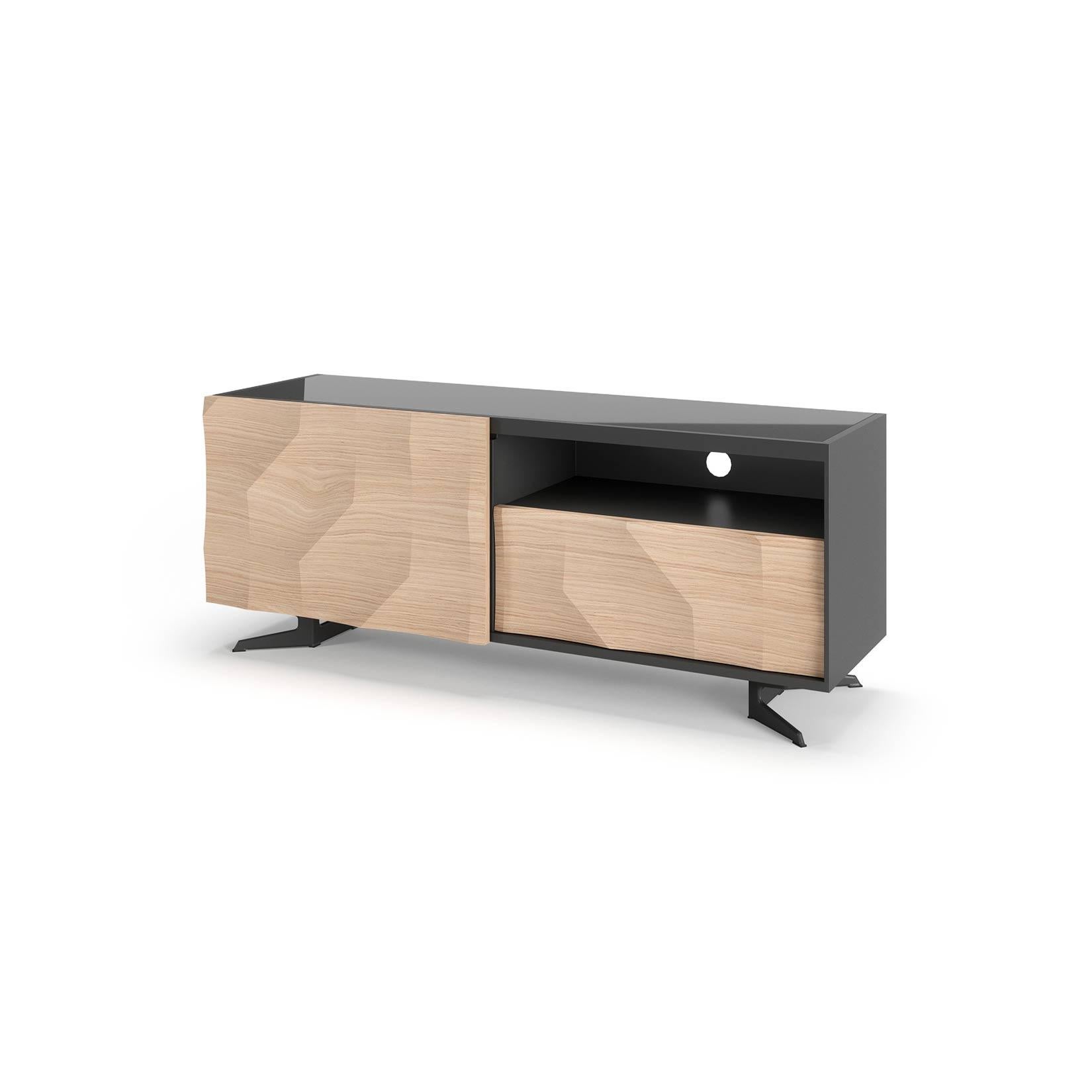 *Collection not sold in France, exclusive to Mobilier de France.*

MonteCarlo TV Stand w/ 2 Doors and 1 Niche w/ Glass Top.

The MonteCarlo collection stands out for its modern and sober look, through the combination of soft and neutral colors that