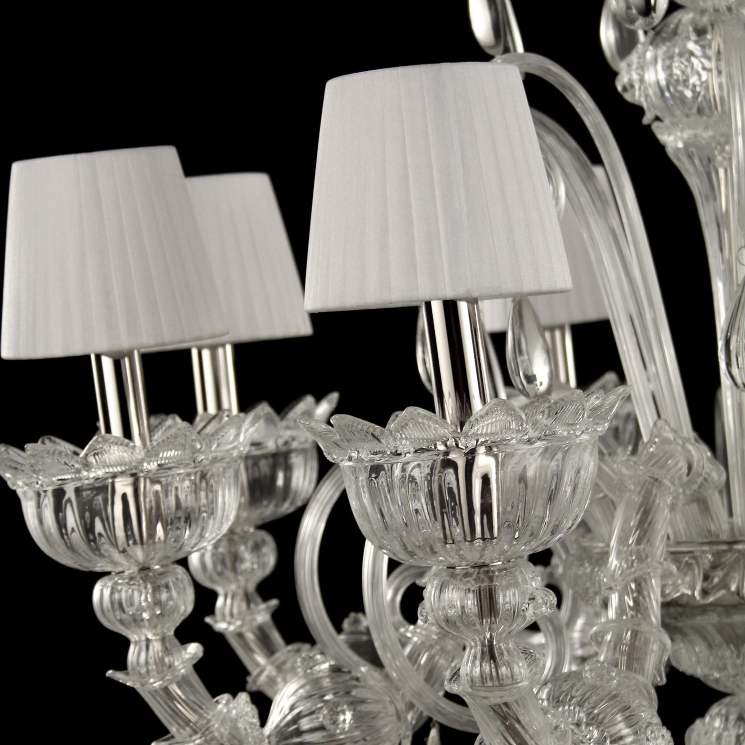  Künstlerischer Muranoglas-Kronleuchter mit 8 Armen und Lampenschirmen Montecristo von Multiforme (Sonstiges) im Angebot