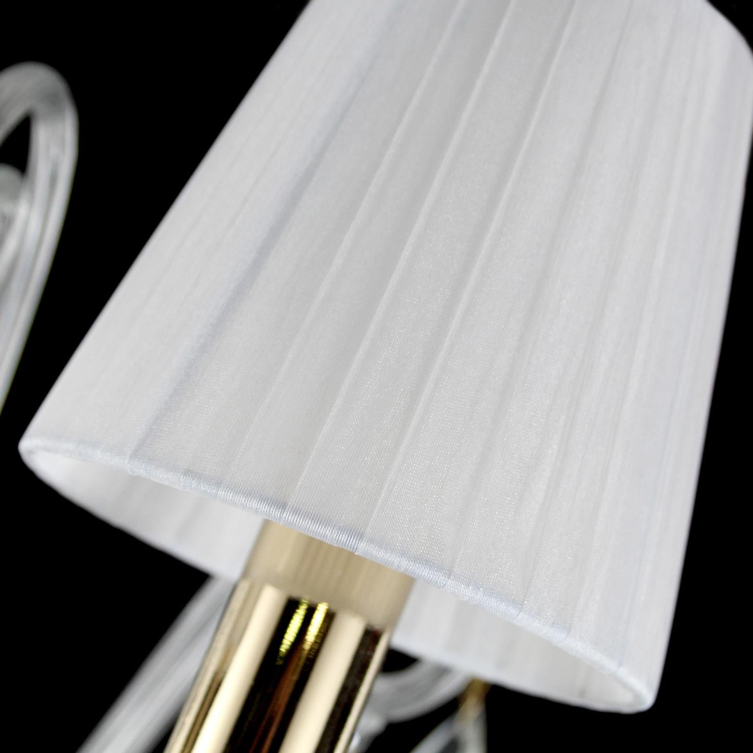 Other Sconce 2arms Venetian style Murano Glass, White Lampshades by Multiforme For Sale