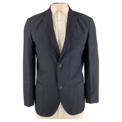 MONTEDORO Chest Size 44 Navy Blue Wool 
Flax Notch Lapel Sport Coat