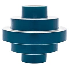 Montée, Zeitgenössische blaue Keramikvase, handbemalt, hergestellt in Italien