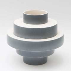 Montée, Grey Hand-Painted Ceramic Contemporary Vase, Made in Italy