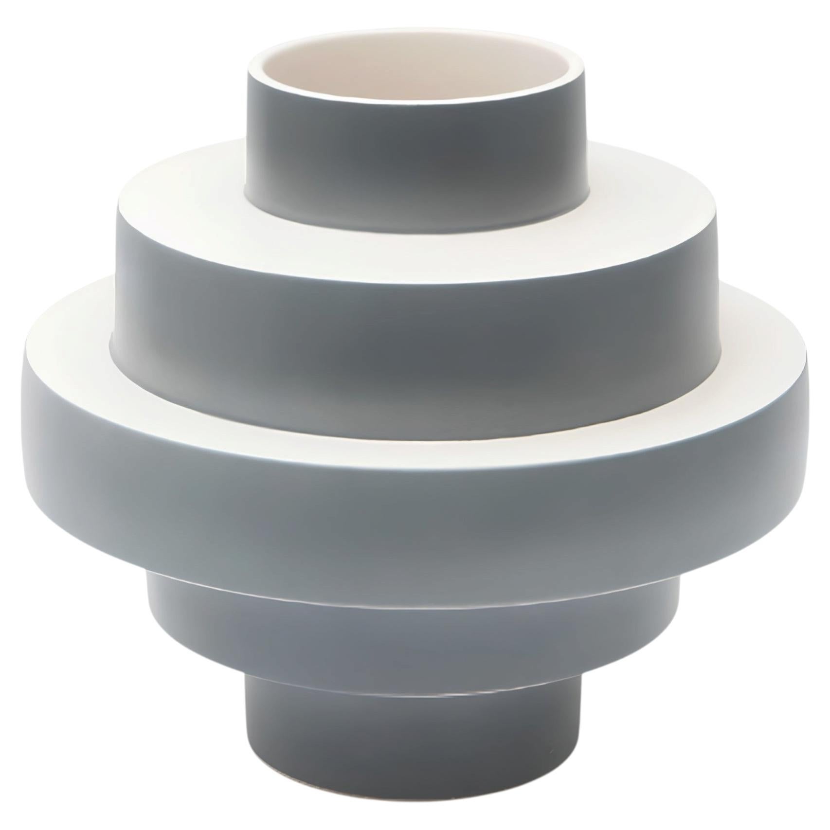 Montée, Grey Hand-Painted Ceramic Contemporary Vase, Made in Italy For Sale