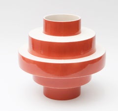 Montée, Orange Hand-Painted Contemporary Vase, Made in Italy