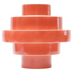 Montée, Orange Hand-Painted Contemporary Vase, Made in Italy
