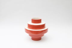 Montèe Solid Ceramic Vase in Coral Red by Simona Cardinetti, Handmade in Italy