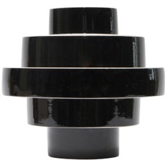 Montèe Solid Ceramic Vase in Glossy Black, Handmade in Italy