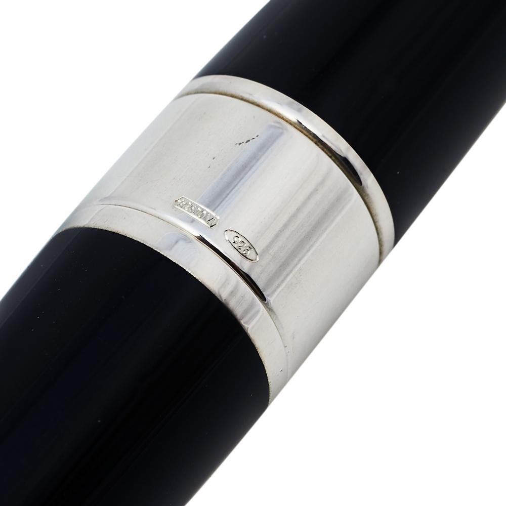 Montegrappa Black  Limited Edition Black Resin Sterling Silver Fineliner Pen 1