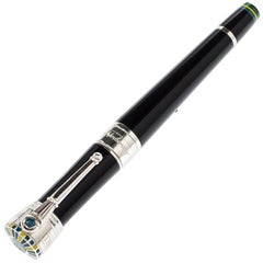 Montegrappa Black PELÉ P10 Limited Edition  Resin Sterling Silver Fineliner Pen