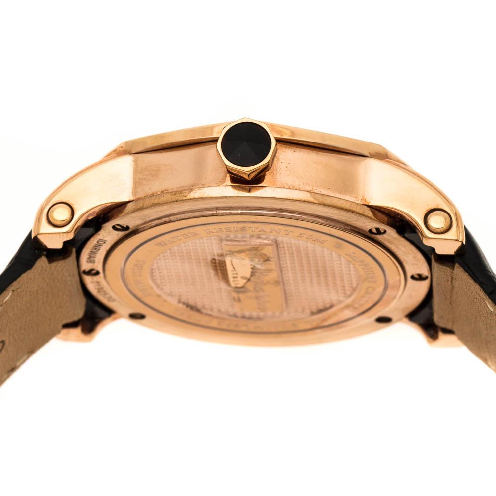 Montegrappa Black Rose Gold Plated NeroUno IDNRWAIB Men's Wristwatch 42 mm In Excellent Condition In Dubai, Al Qouz 2