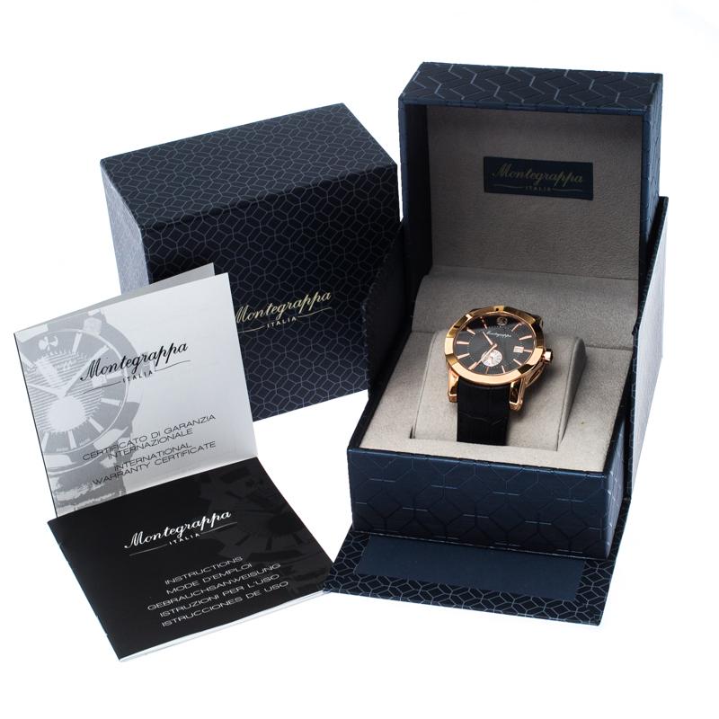 Montegrappa Black Rose Gold Plated NeroUno IDNRWAIB Men's Wristwatch 42 mm 1