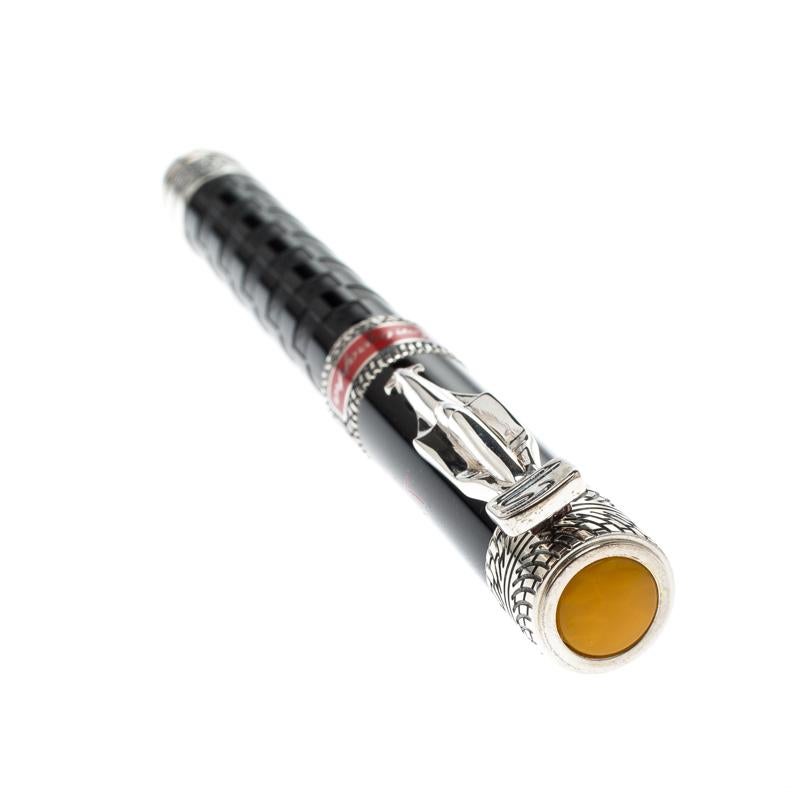 Men's Montegrappa Black Senna  Limited Edition Black Resin Sterling Rollerball Pen