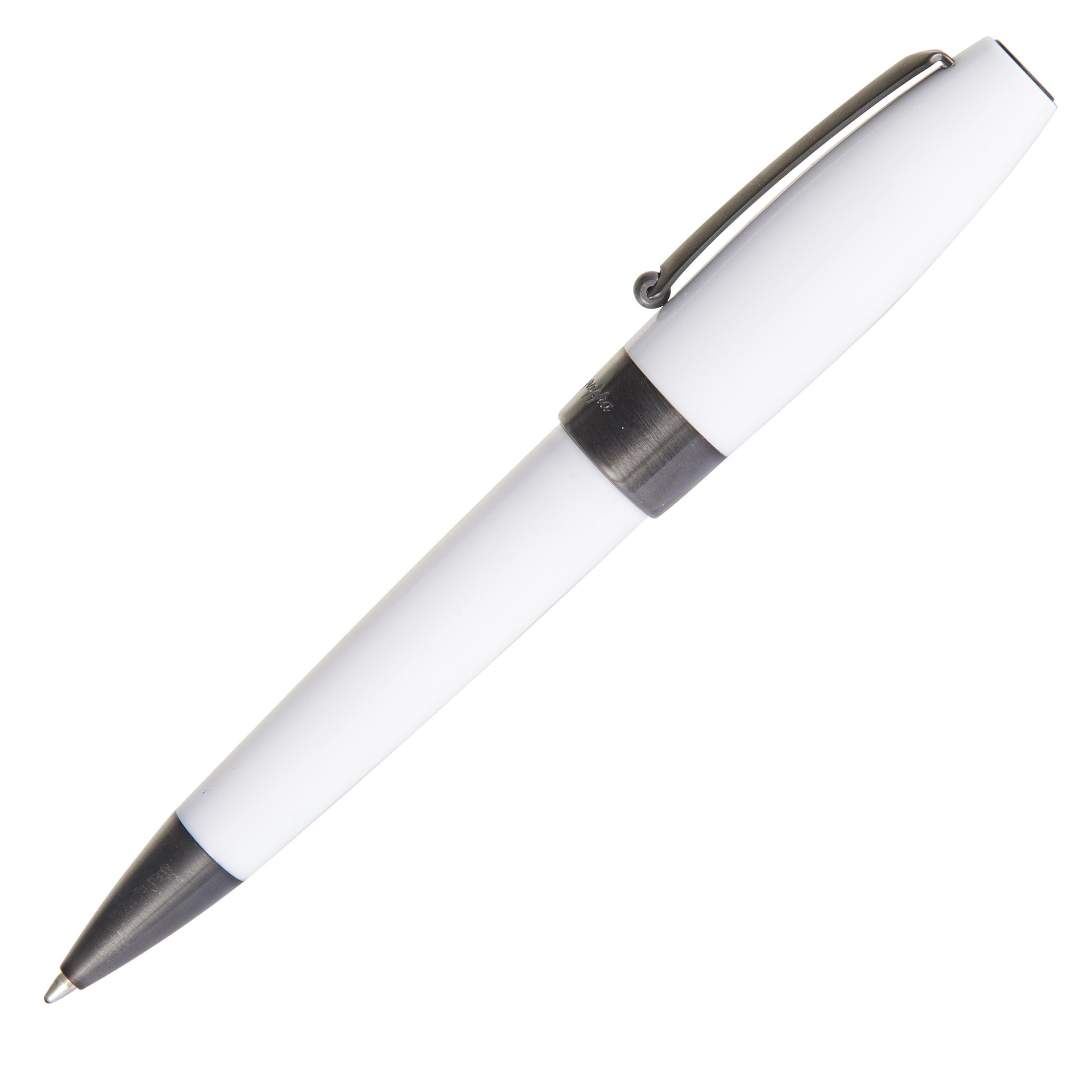 Montegrappa Fortuna White Ballpoint Pen Ruthenium Plated In New Condition In Southampton, PA
