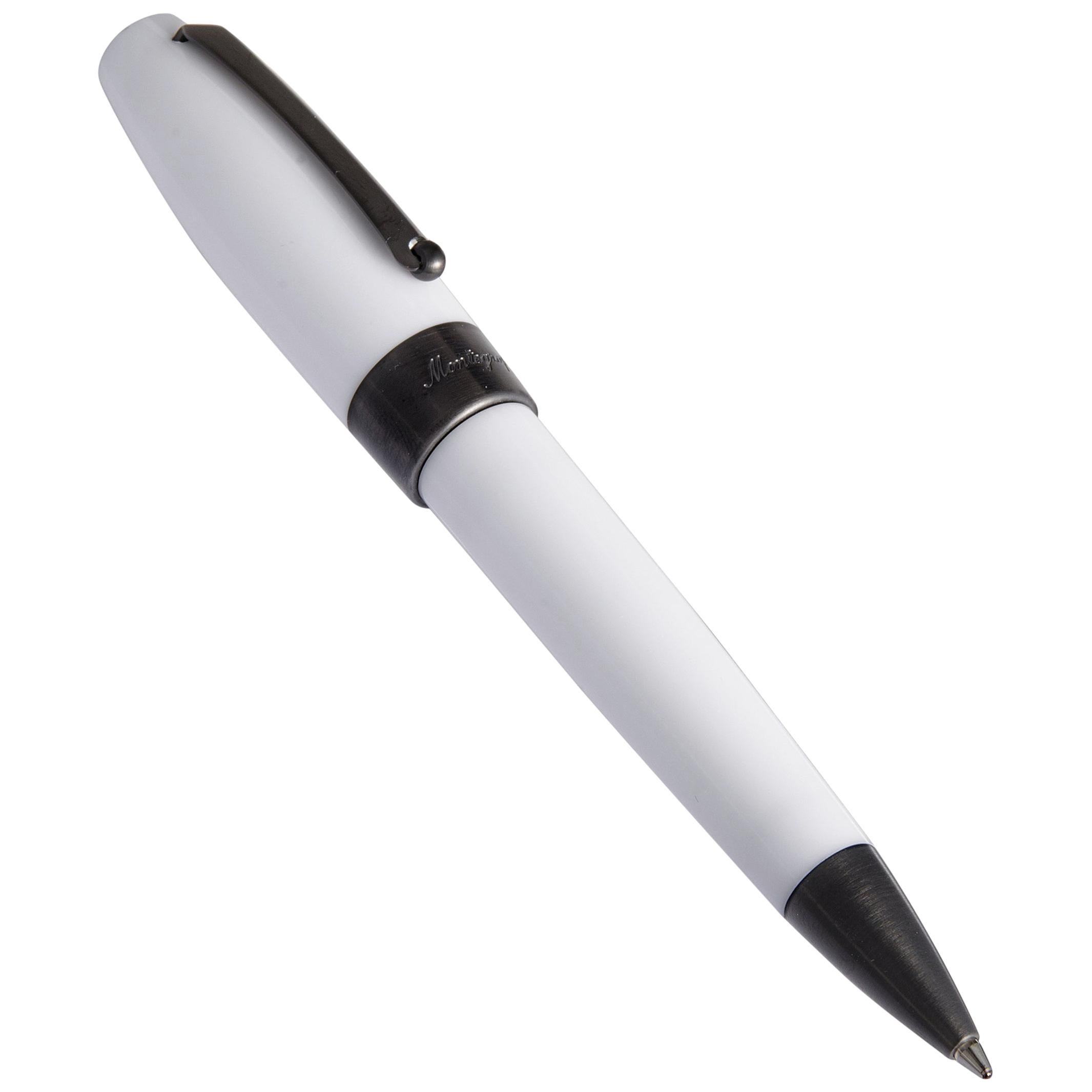 Montegrappa Fortuna White Ballpoint Pen Ruthenium Plated