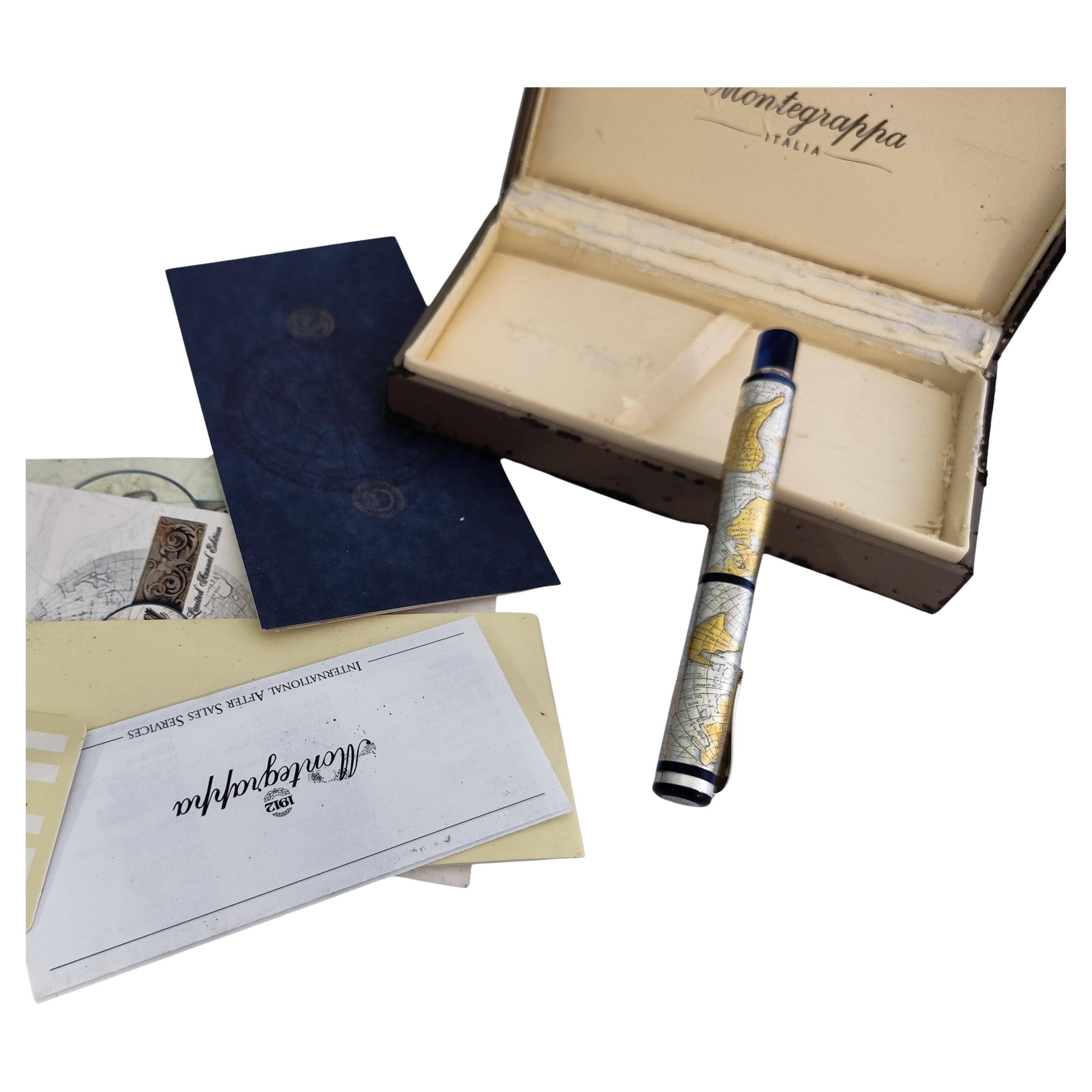 Montegrappa Gea 2001 Limited Edition Sterling Silver 18K M Nib Fountain in Box