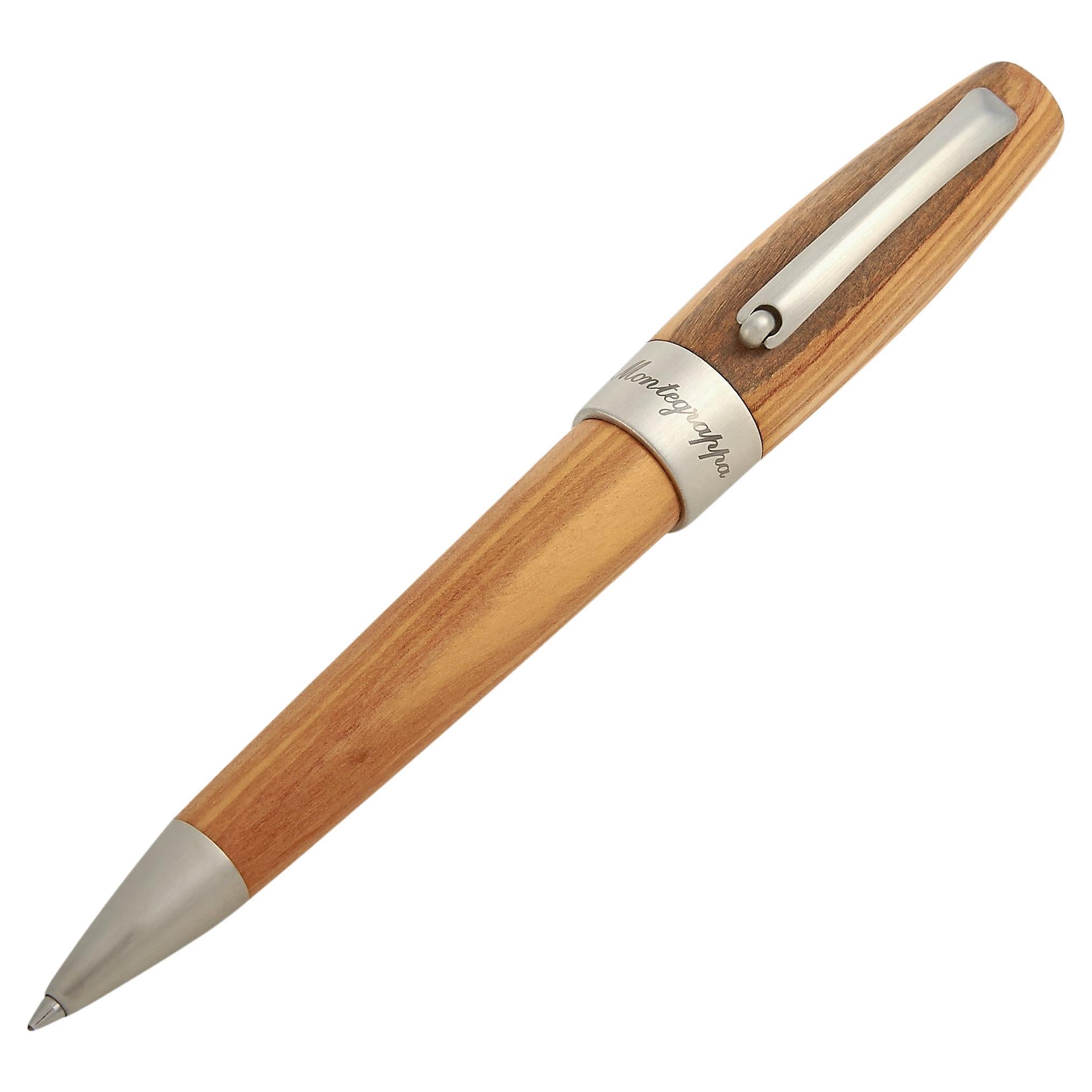 Montegrappa Kugelschreiber aus Herzholz, Olivholz und Edelstahl ISFOWBIO im Angebot