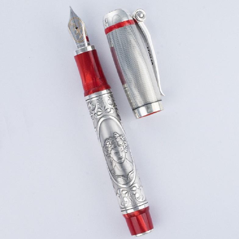 Limited Edition Montegrappa Fountain Pen, Italia Invito a LA TRAVIATA in sterling silver with 18k nib. This pen is limited to 1912 pieces. New, complete with lavish box and papers. Made in Italy. La Traviata is an opera in three acts by Guiseppe