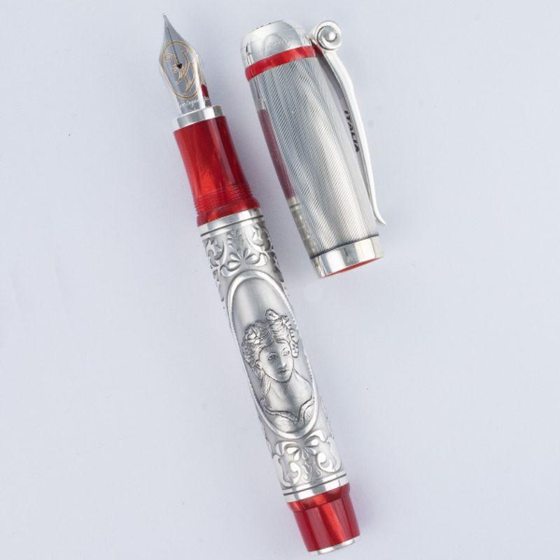 Limited Edition Montegrappa Fountain Pen, Italia Invito a LA TRAVIATA in sterling silver with 18k nib. This pen is limited to 1912 pieces. New, complete with lavish box and papers. Made in Italy. La Traviata is an opera in three acts by Guiseppe