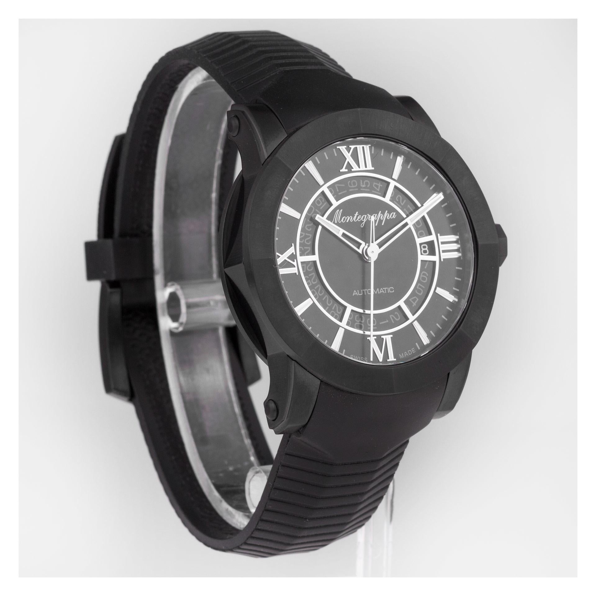 Montegrappa Skelett Datum Matt Schwarz pvd Automatikuhr. Montegrappa Nero im Angebot 1