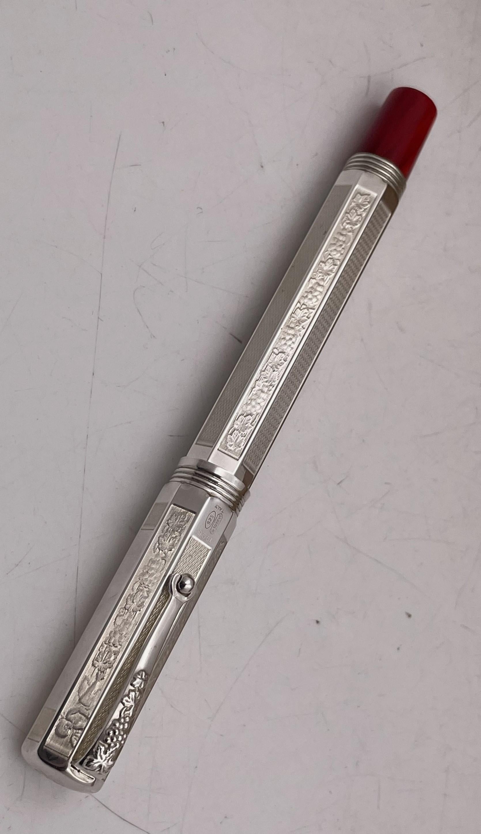 Montegrappa, Special Reserve sterling silver rollerball pen. Made in Italy in 1996, this extremely rare pen, numbered 52 from a limited edition of 100, was designed to honor the Veneto region where Montegrappa was founded, 