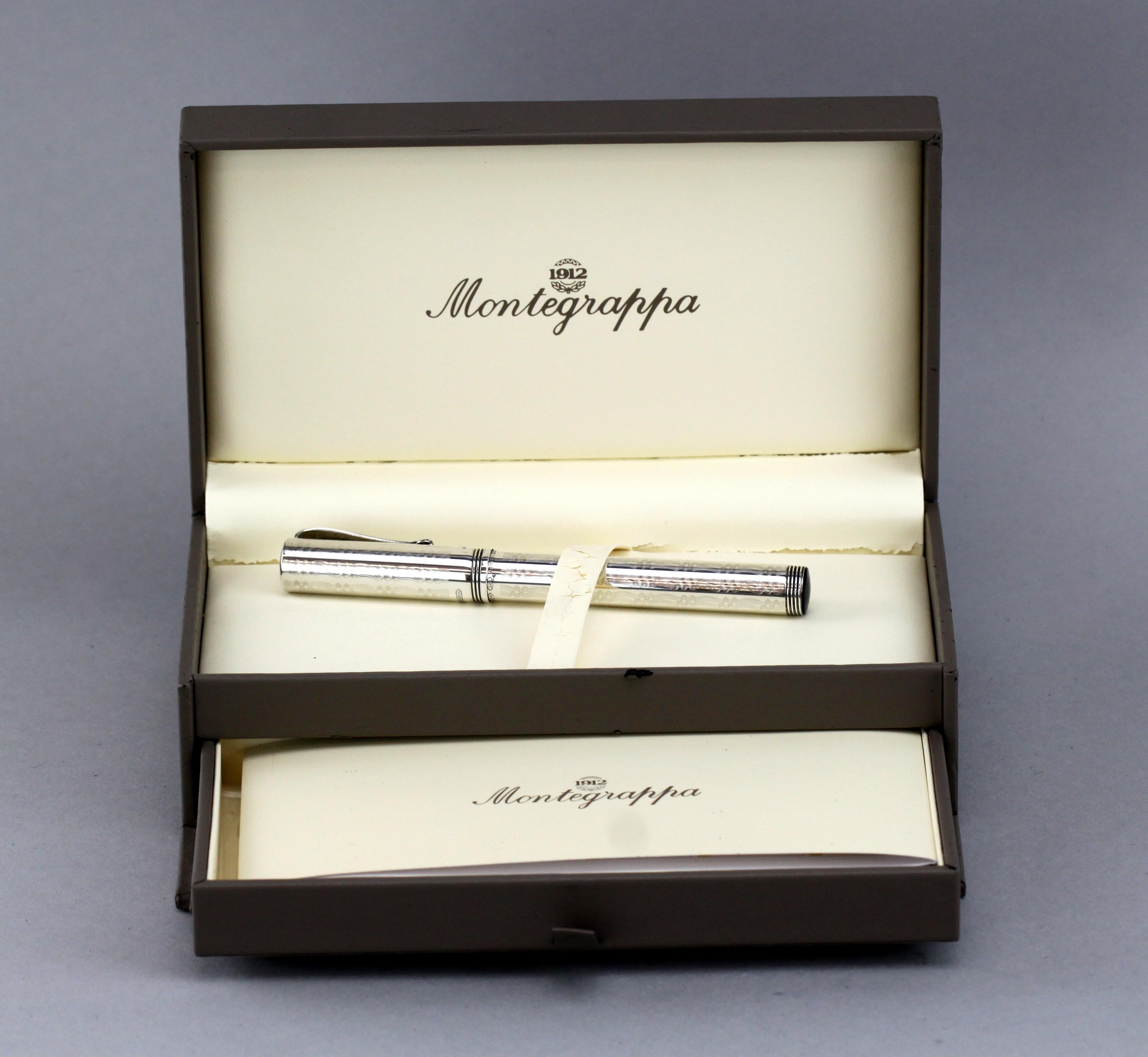 Montegrappa, Sterling Silver Fountain Pen with 18 Karat Yellow Gold Nib 3