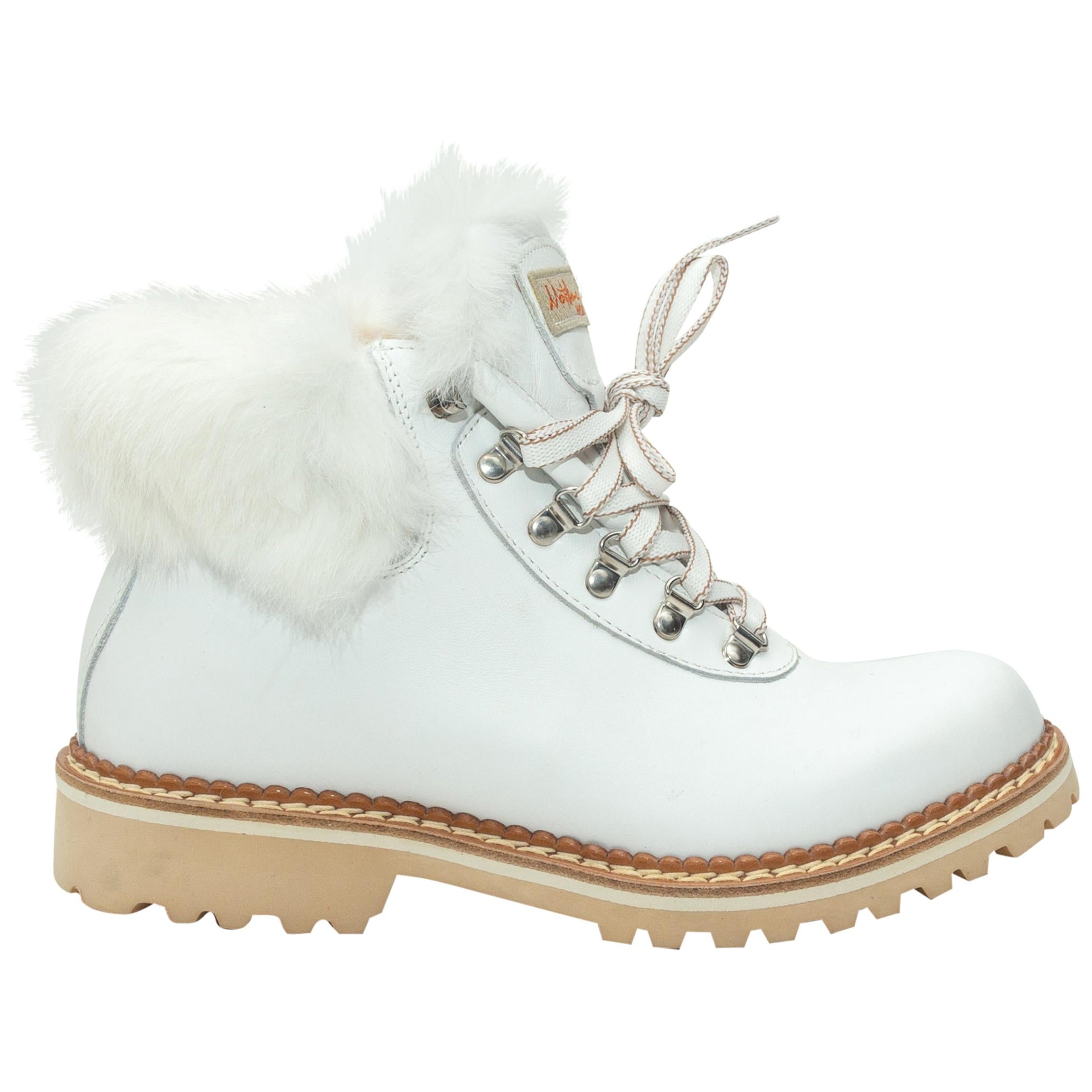 Montelliana White Leather Fur-Trimmed Work Boots at 1stDibs | la montelliana  pumps, montelliana boots, la montelliana heels