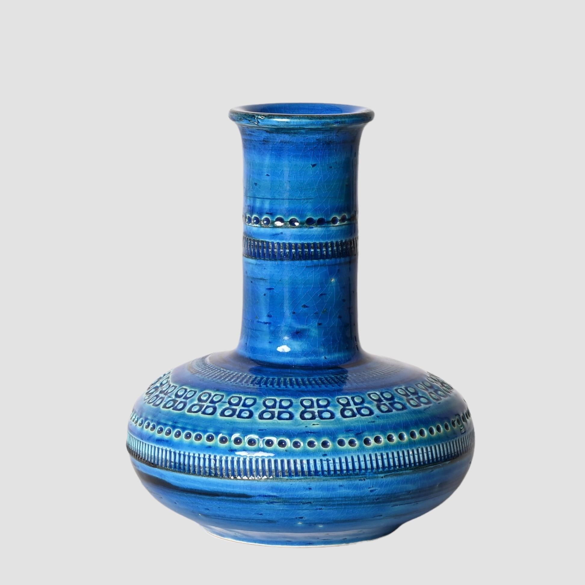 Montelupo and Londi Mid-Century Blue Ceramic Italian Vase for Bitossi, 1960s 4