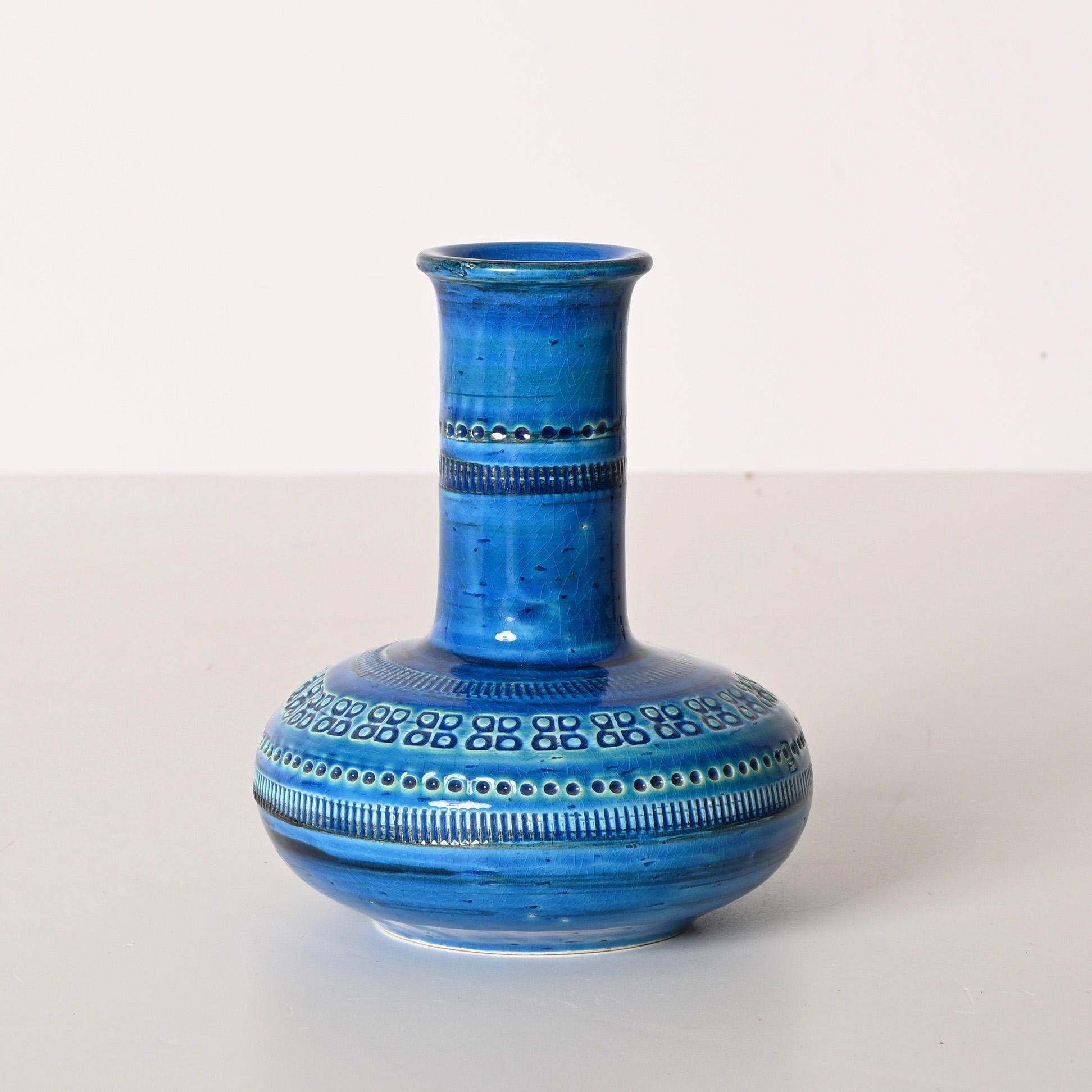 Montelupo and Londi Mid-Century Blue Ceramic Italian Vase for Bitossi, 1960s 7