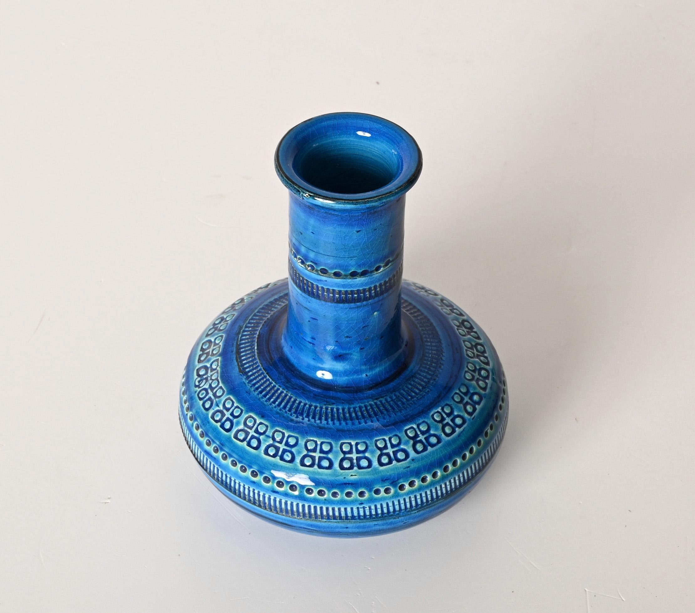Montelupo and Londi Mid-Century Blue Ceramic Italian Vase for Bitossi, 1960s 8