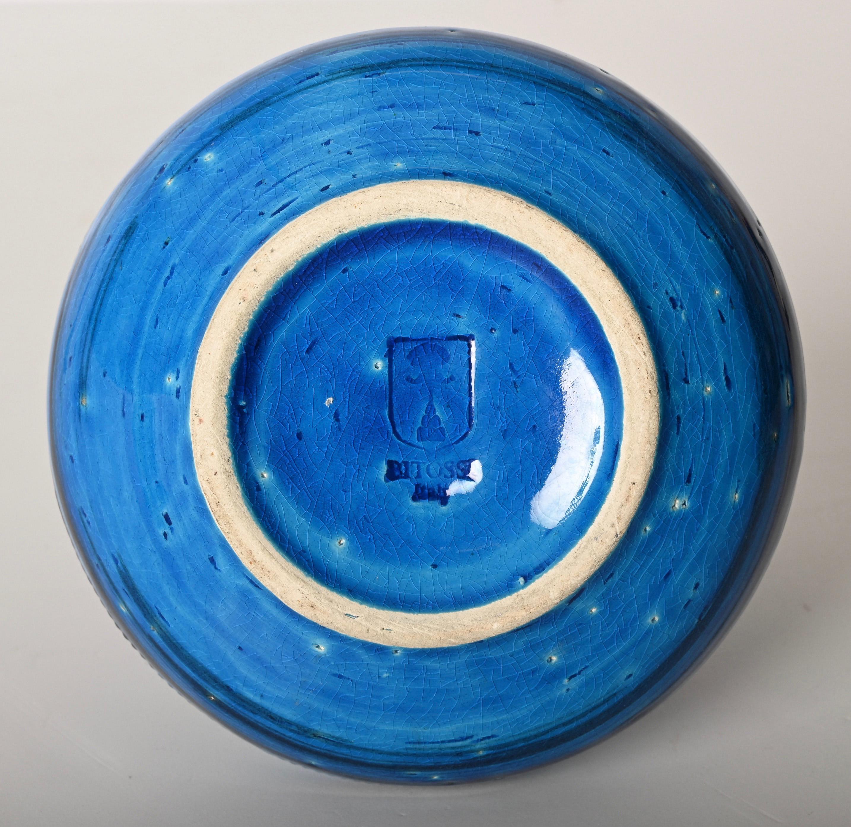Montelupo and Londi Mid-Century Blue Ceramic Italian Vase for Bitossi, 1960s 9
