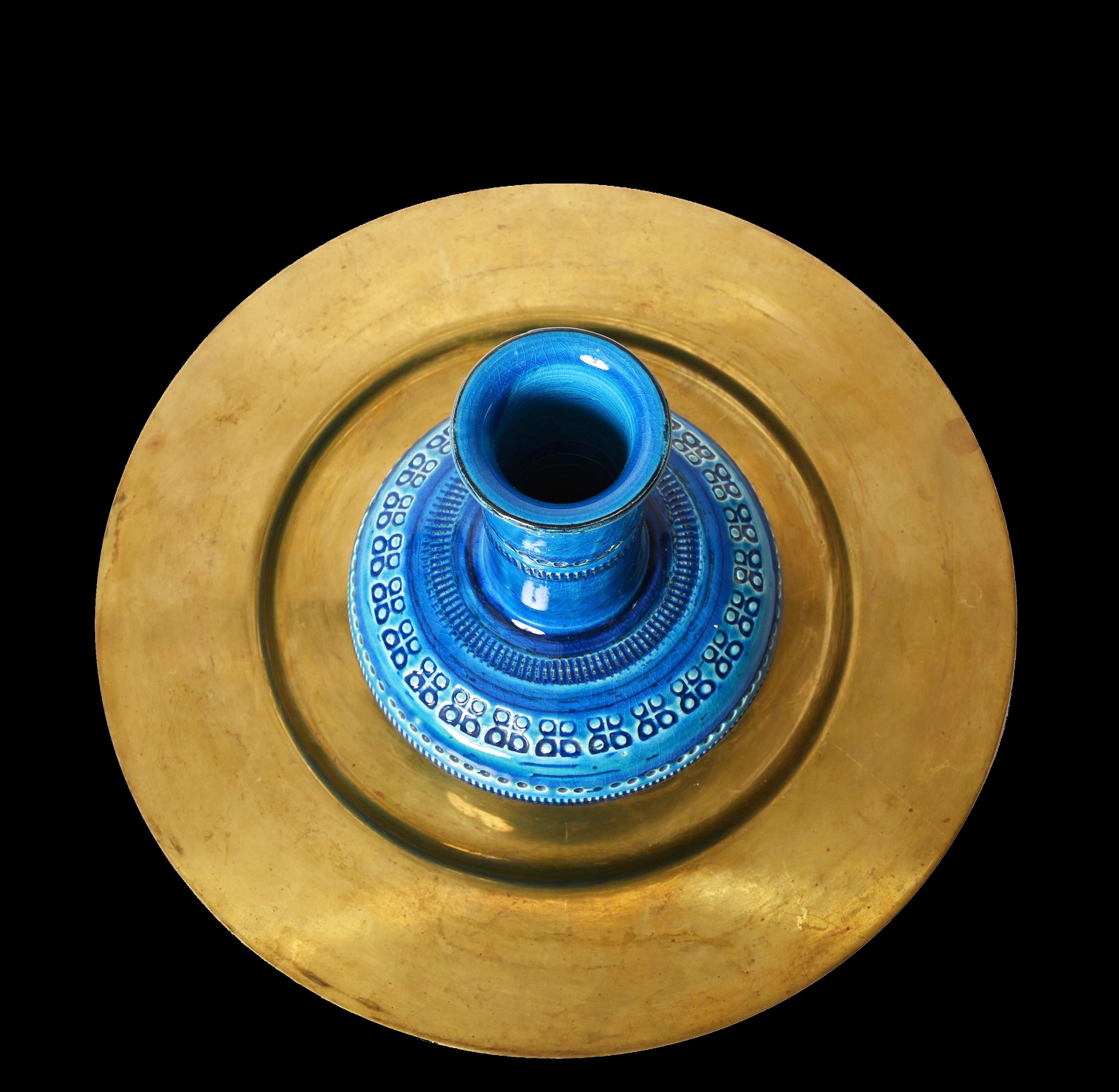 Montelupo and Londi Mid-Century Blue Ceramic Italian Vase for Bitossi, 1960s 11