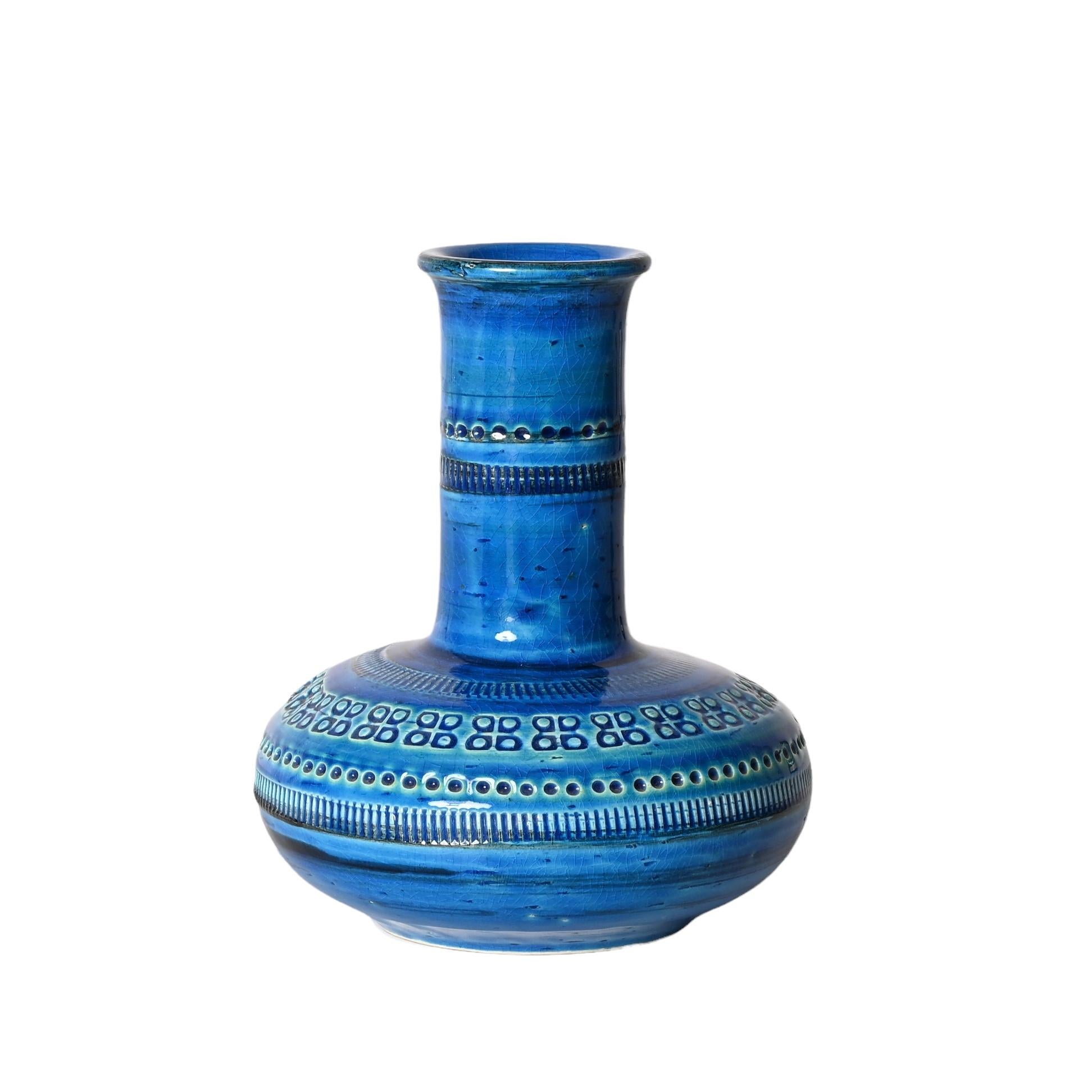 Montelupo and Londi Mid-Century Blue Ceramic Italian Vase for Bitossi, 1960s 2