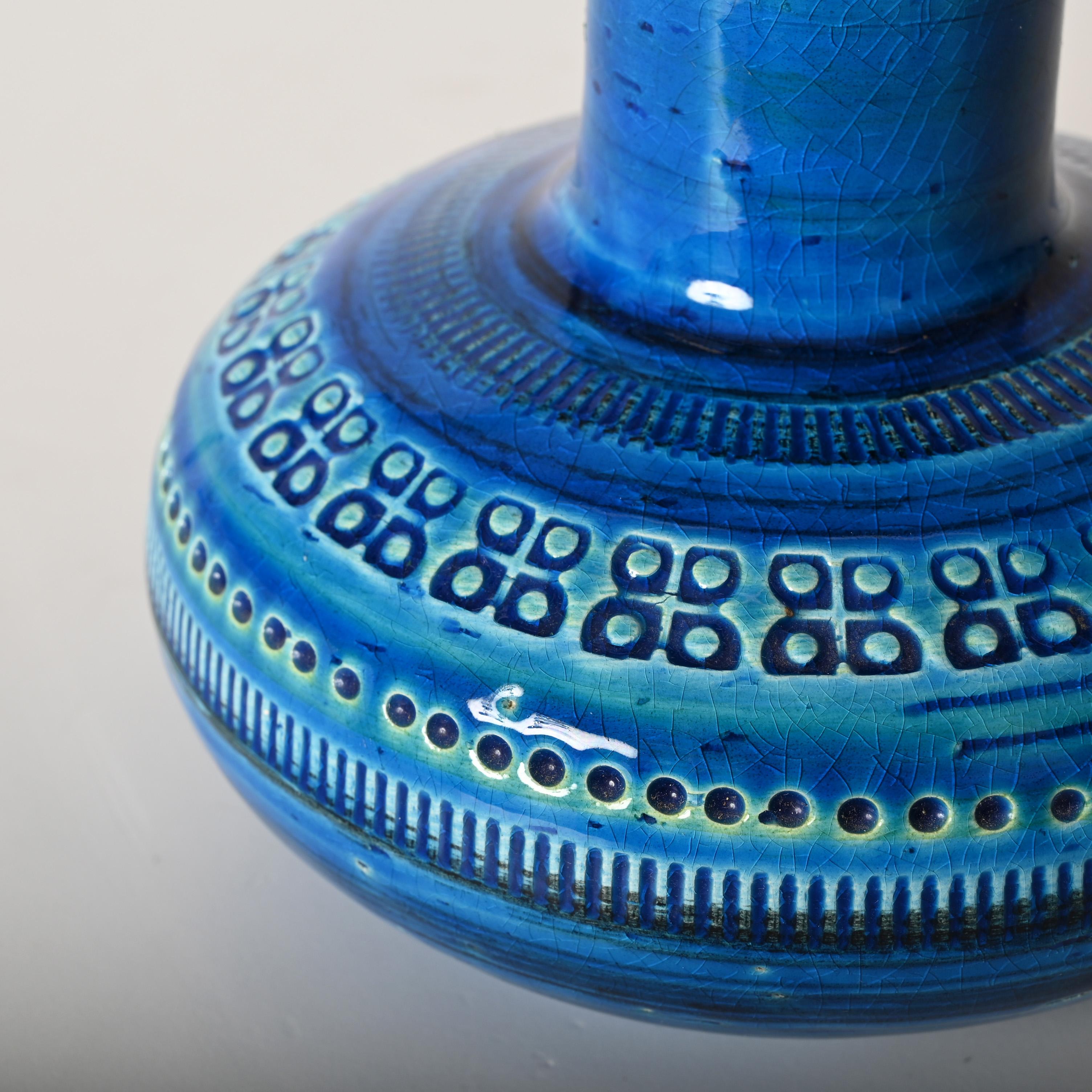 Montelupo and Londi Mid-Century Blue Ceramic Italian Vase for Bitossi, 1960s 3