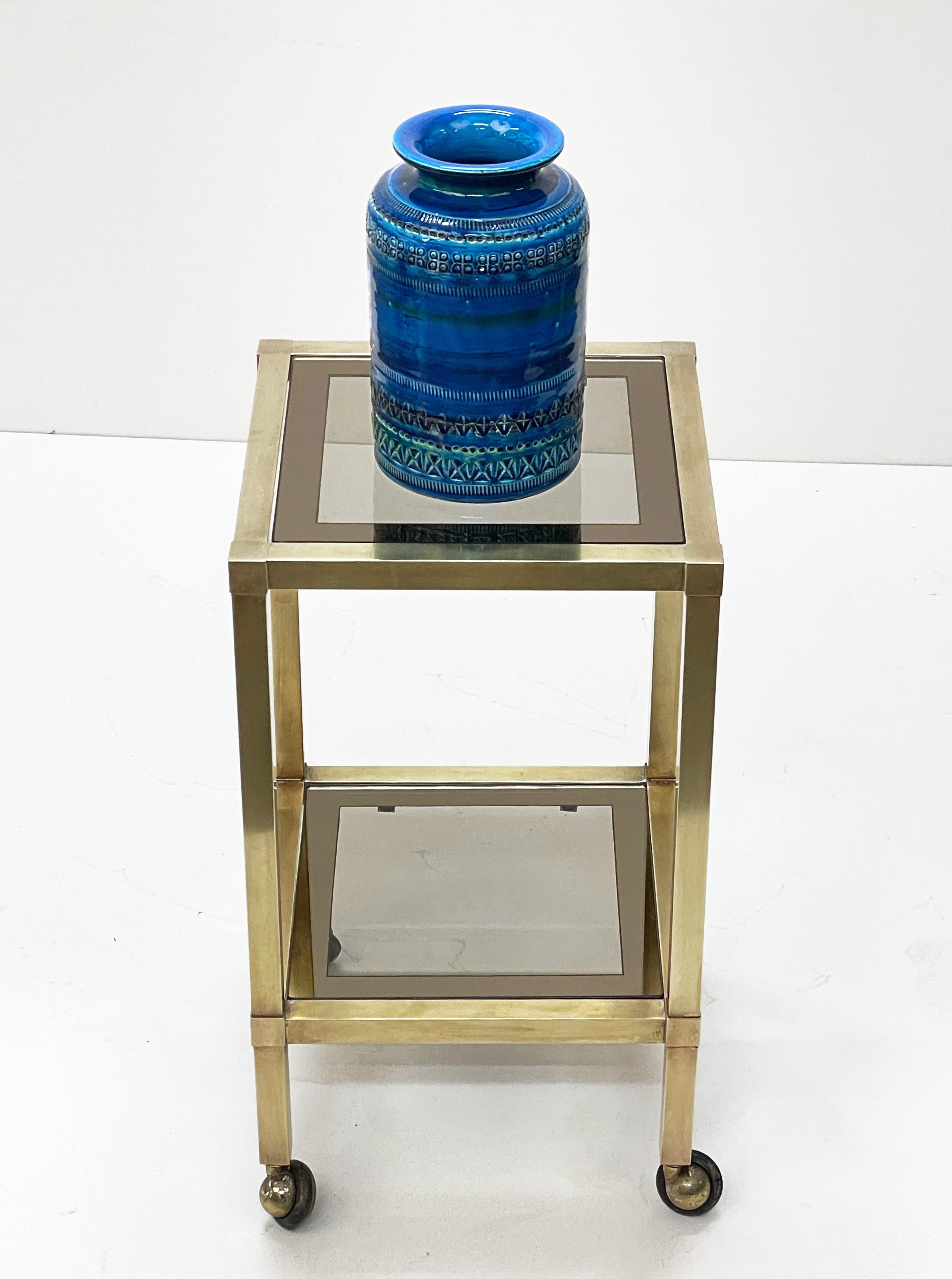 Montelupo and Londi Midcentury Blue Ceramic Italian Vase for Bitossi, 1960s For Sale 1
