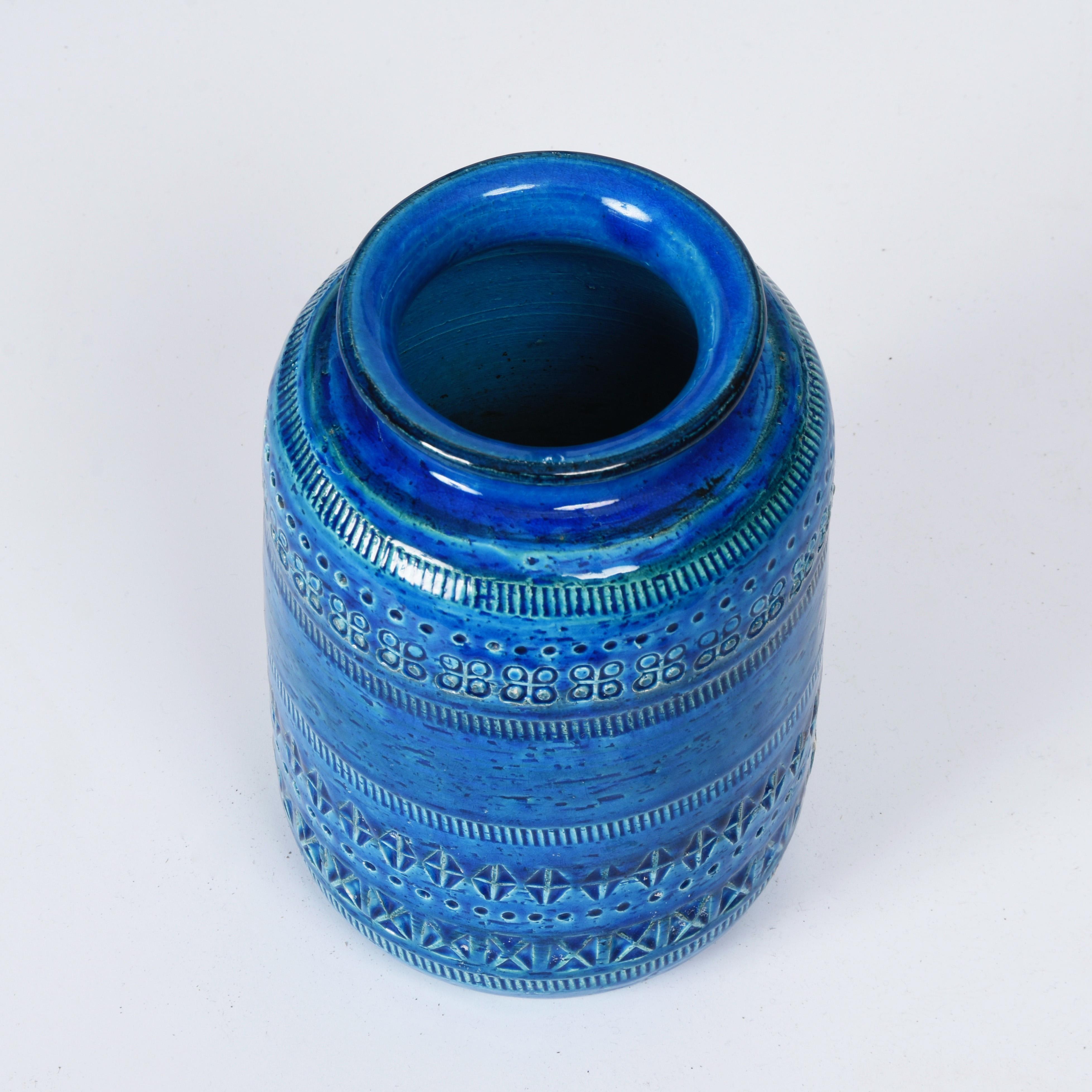 Montelupo and Londi Mid-Century Blue Ceramic Italian Vase for Bitossi, 1960s For Sale 1