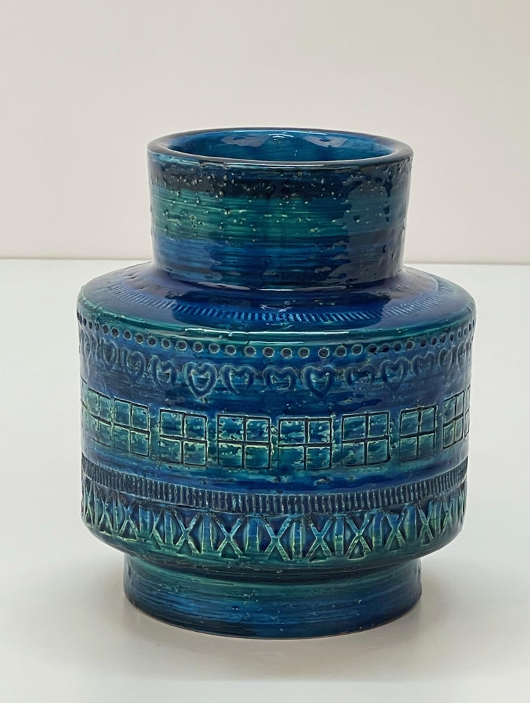 Montelupo and Londi Midcentury Blue Ceramic Italian Vase for Bitossi, 1960s For Sale 5