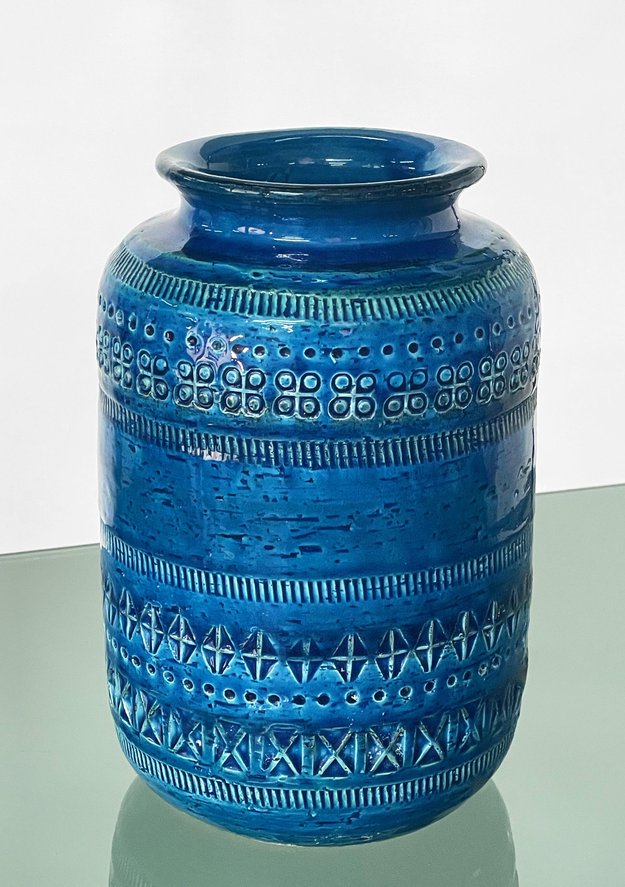 Montelupo and Londi Mid-Century Blue Ceramic Italian Vase for Bitossi, 1960s 2