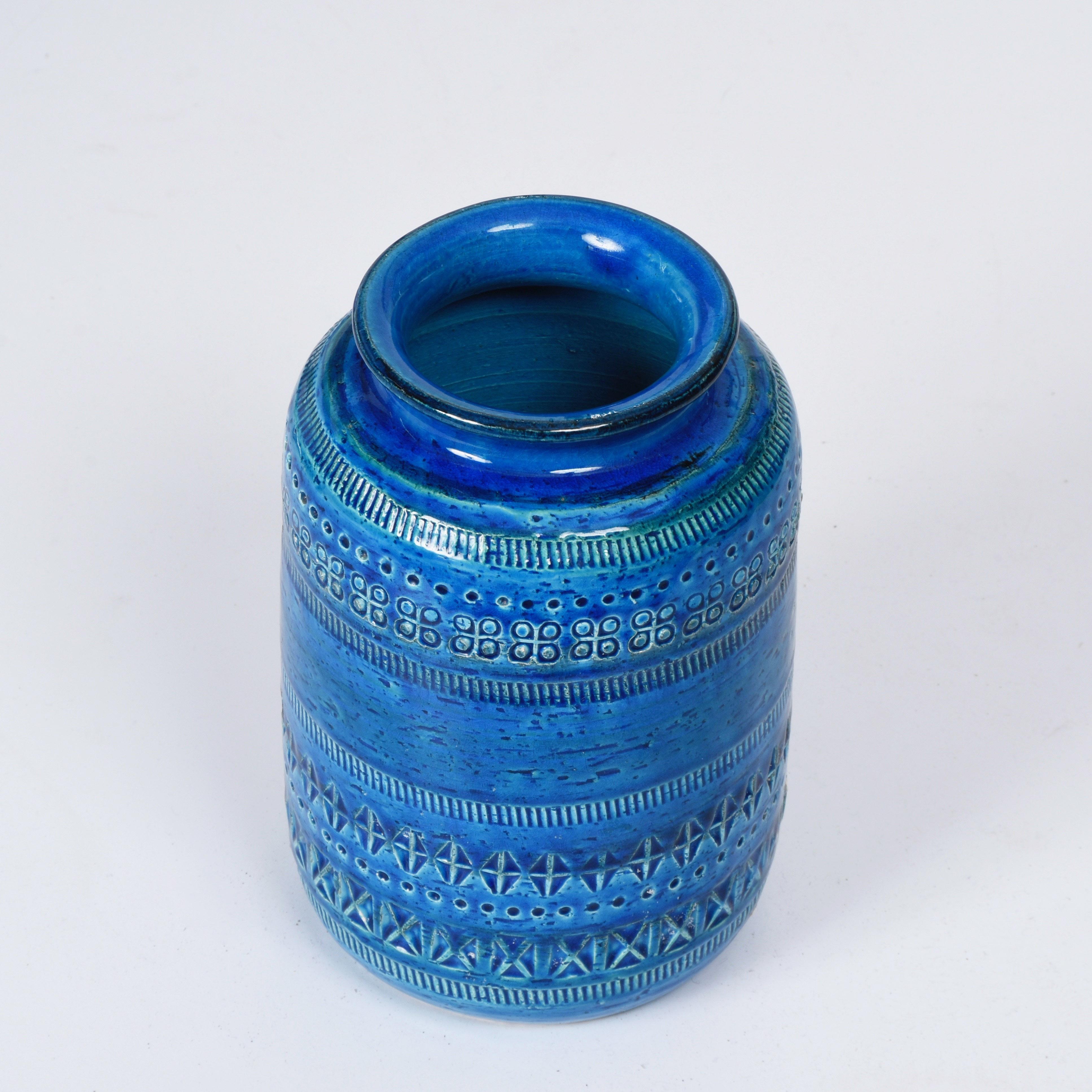 Montelupo and Londi Mid-Century Blue Ceramic Italian Vase for Bitossi, 1960s For Sale 3