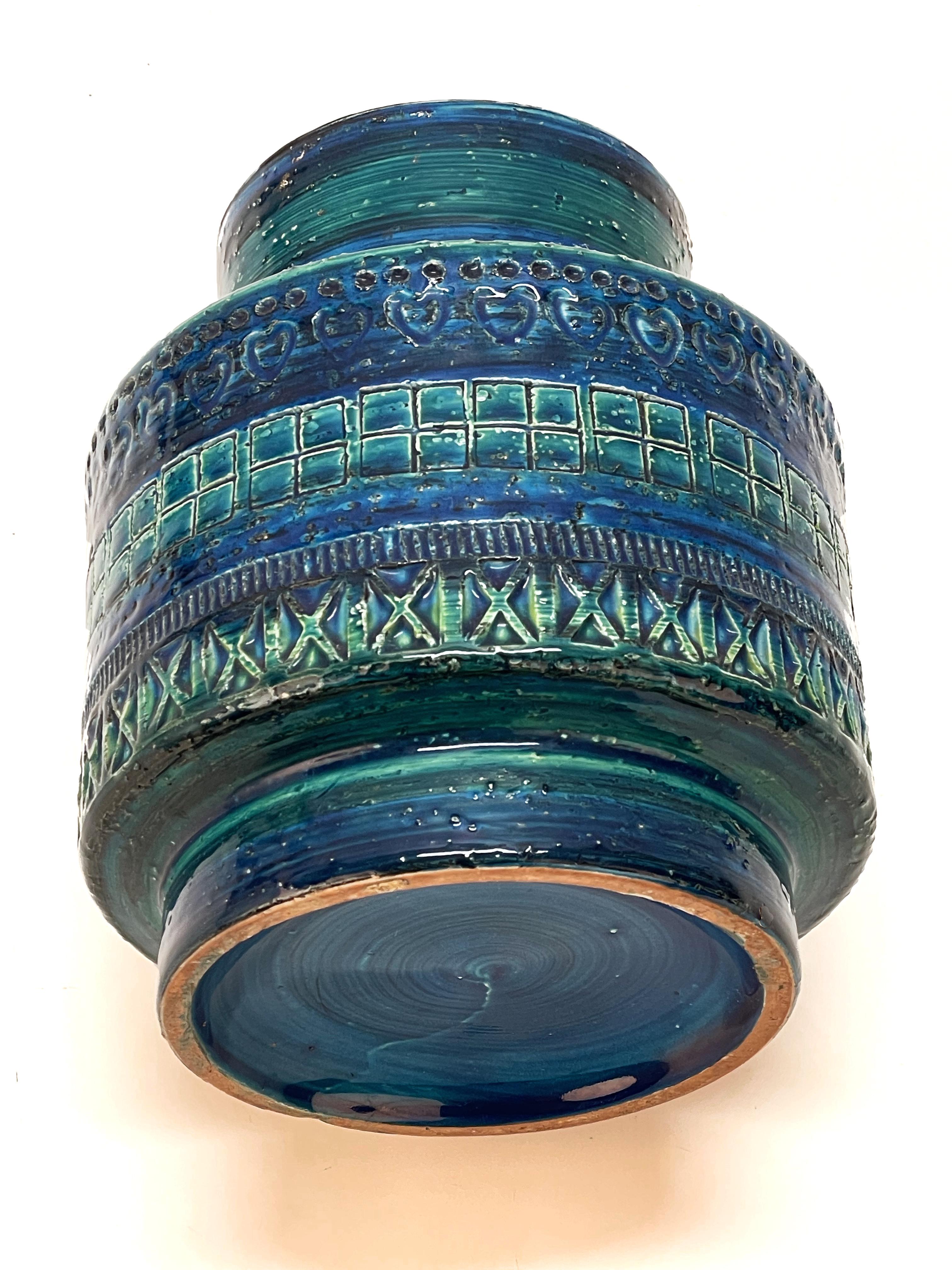 Montelupo and Londi Midcentury Blue Ceramic Italian Vase for Bitossi, 1960s For Sale 4