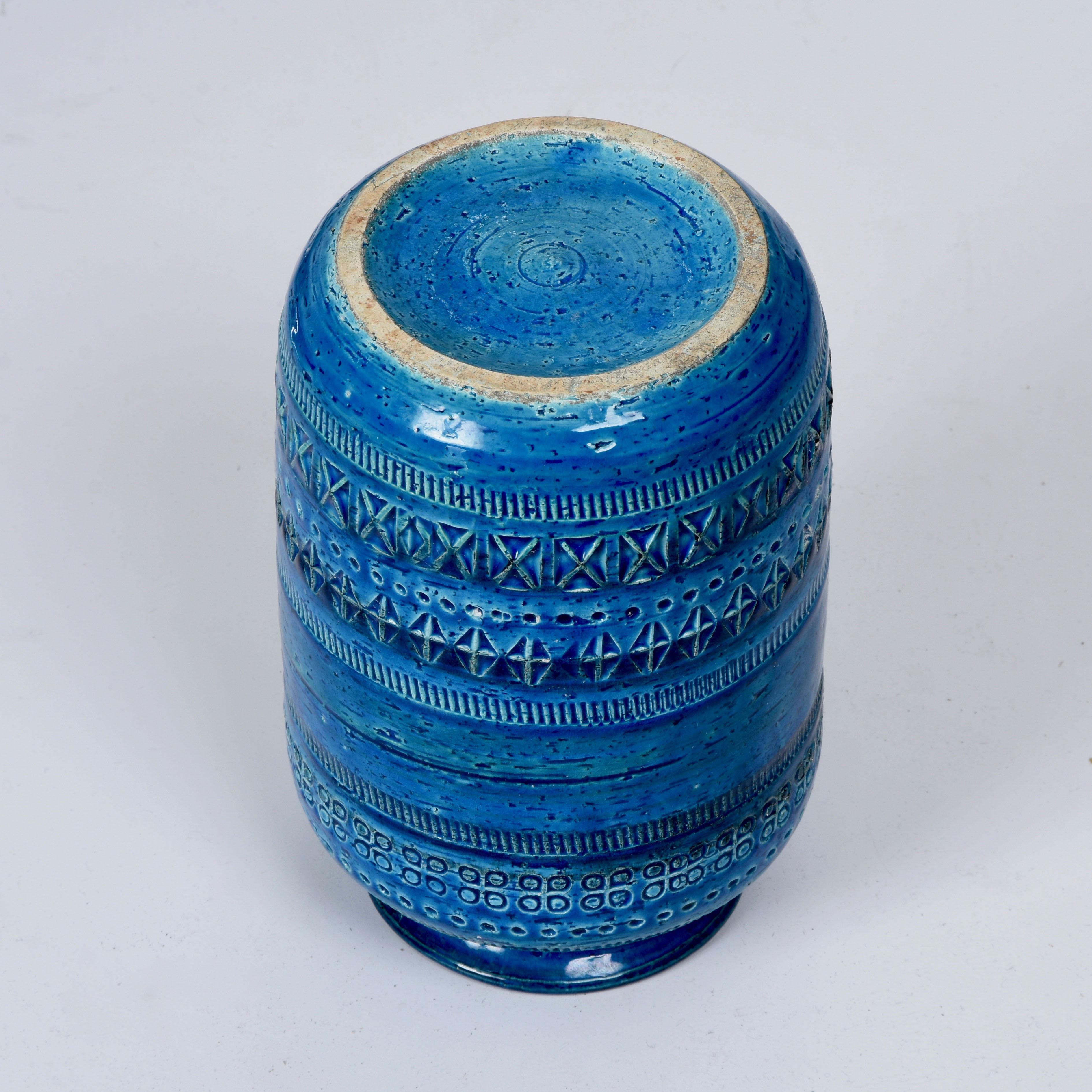 Montelupo and Londi Mid-Century Blue Ceramic Italian Vase for Bitossi, 1960s For Sale 4