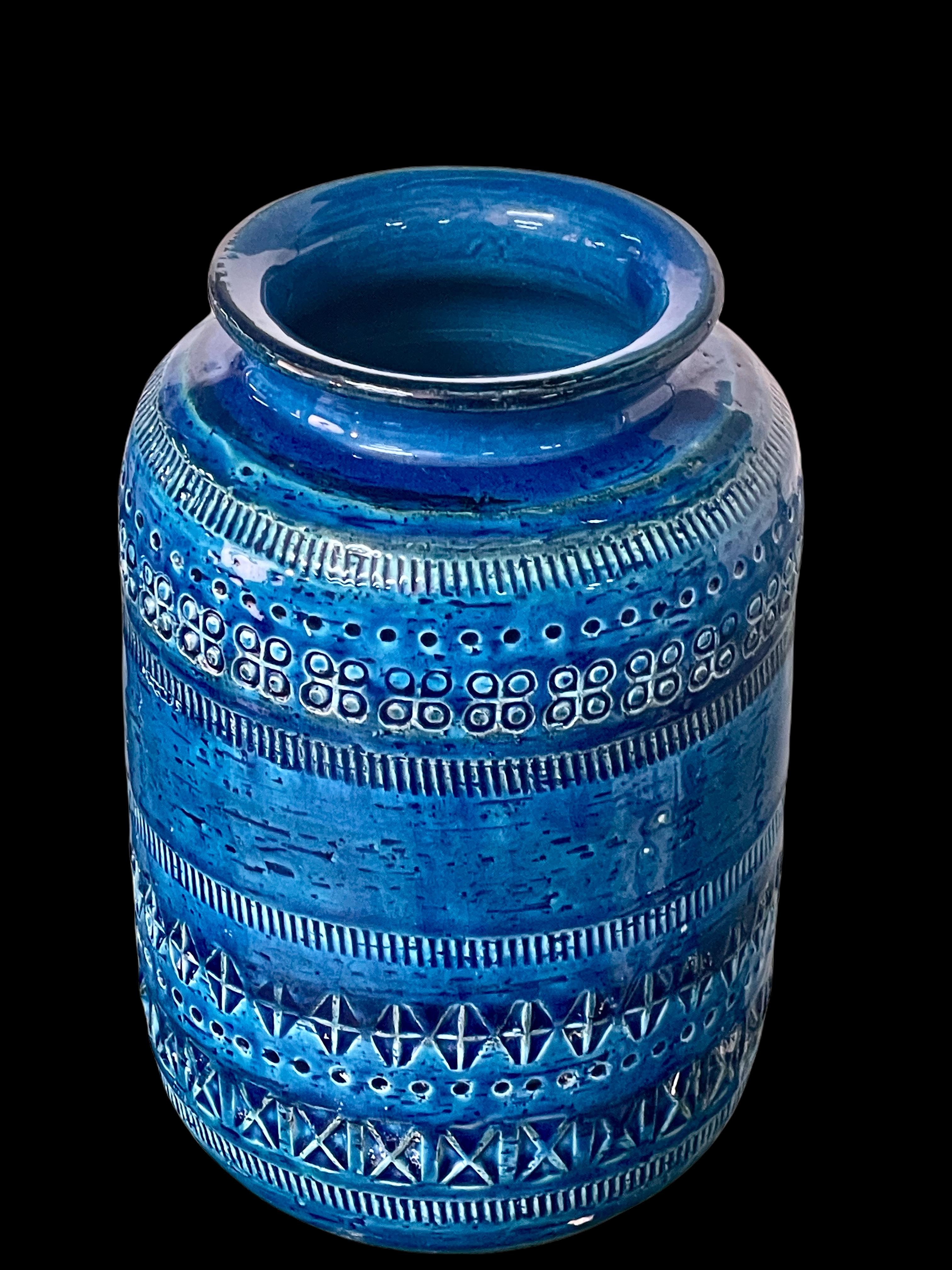 Montelupo and Londi Mid-Century Blue Ceramic Italian Vase for Bitossi, 1960s For Sale 6