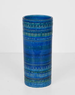 Vase italien en céramique bleue du milieu du siècle dernier de Montelupo et Londi pour Bitossi, années 1960