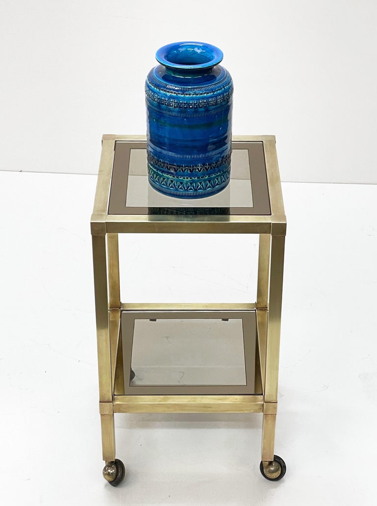 Mid-Century Modern Montelupo and Londi Midcentury Blue Ceramic Italian Vase for Bitossi, 1960s For Sale
