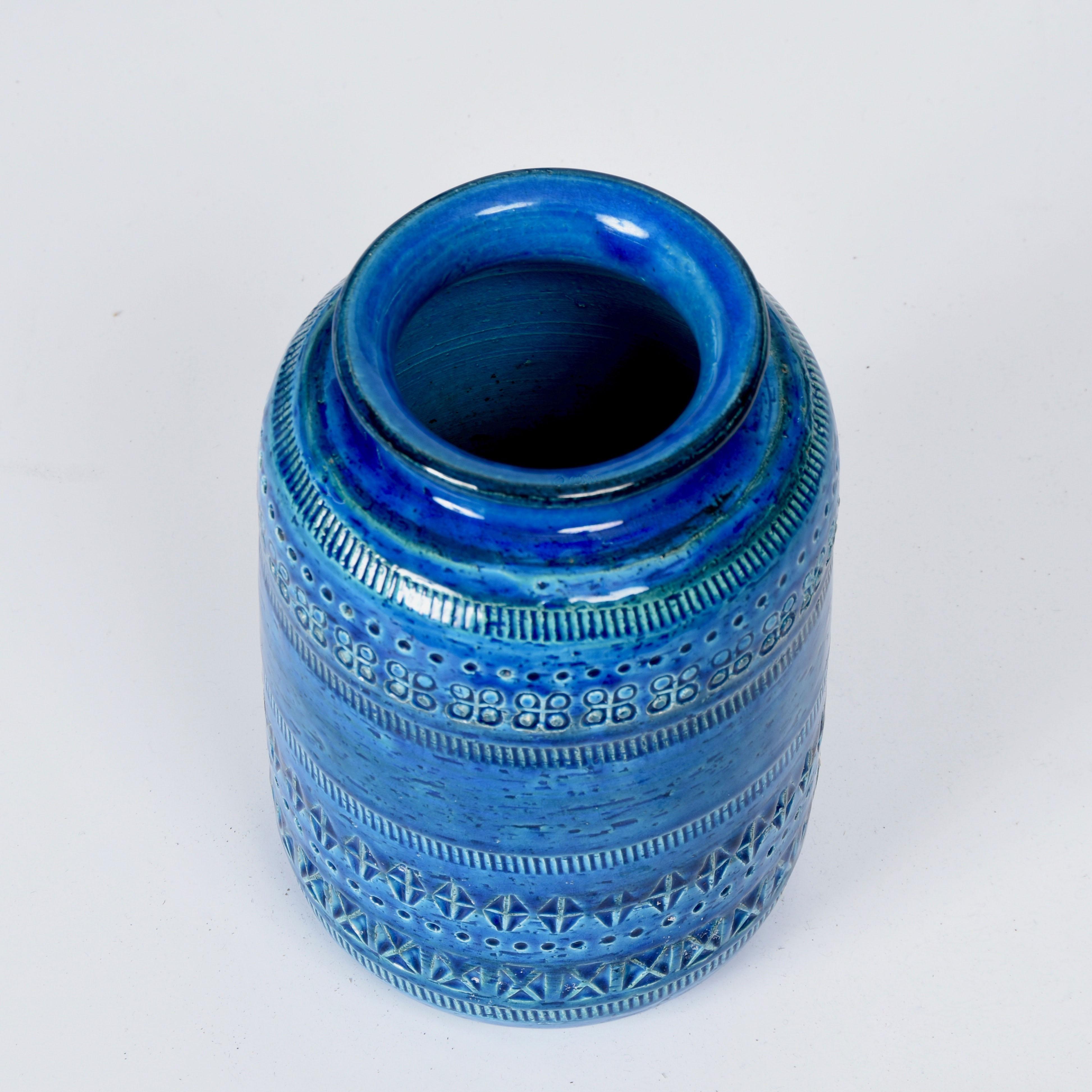 20th Century Montelupo and Londi Mid-Century Blue Ceramic Italian Vase for Bitossi, 1960s For Sale