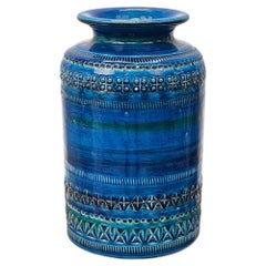 Montelupo and Londi Midcentury Blue Ceramic Italian Vase for Bitossi, 1960s