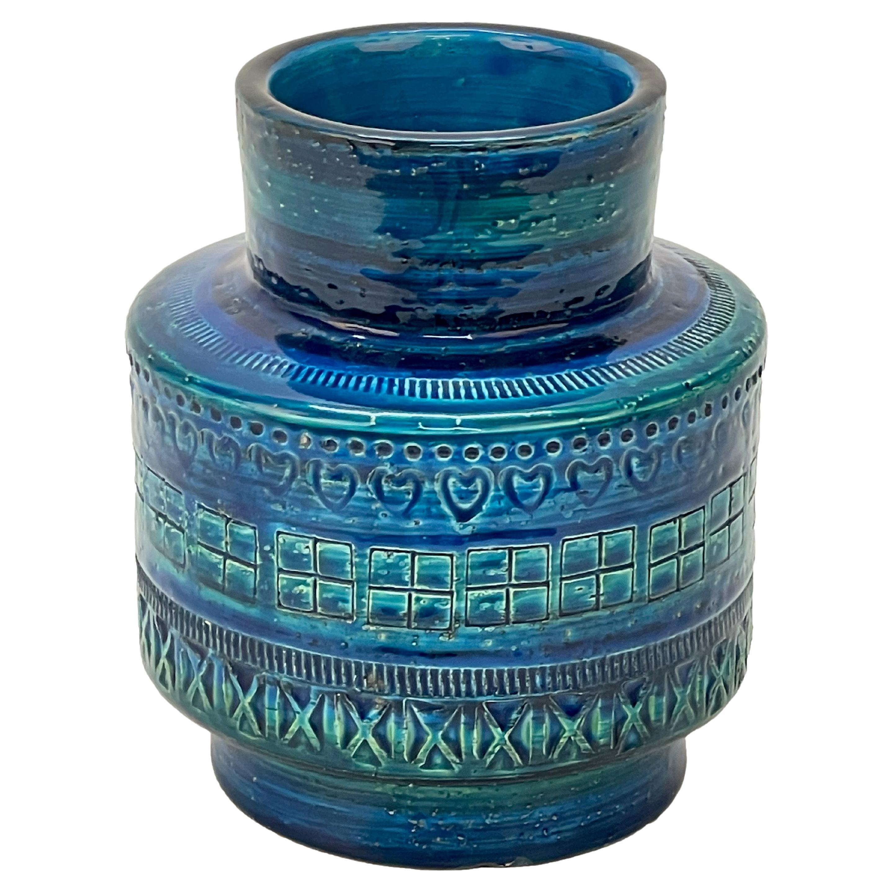 Montelupo and Londi Midcentury Blue Ceramic Italian Vase for Bitossi, 1960s